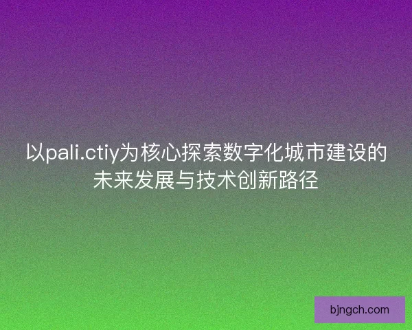以pali.ctiy为核心探索数字化城市建设的未来发展与技术创新路径