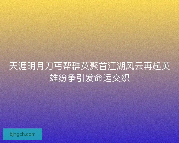 天涯明月刀丐帮群英聚首江湖风云再起英雄纷争引发命运交织