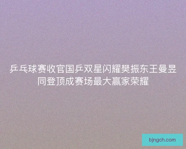 乒乓球赛收官国乒双星闪耀樊振东王曼昱同登顶成赛场最大赢家荣耀