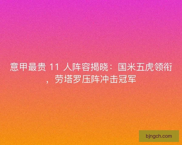 意甲最贵 11 人阵容揭晓：国米五虎领衔，劳塔罗压阵冲击冠军