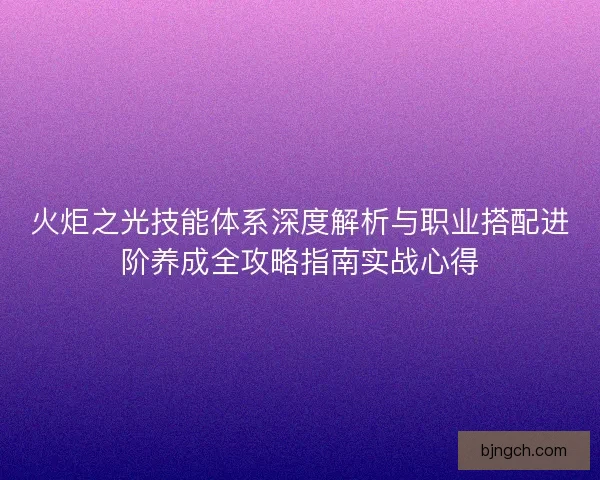 火炬之光技能体系深度解析与职业搭配进阶养成全攻略指南实战心得