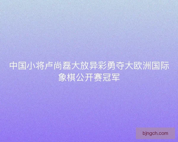 中国小将卢尚磊大放异彩勇夺大欧洲国际象棋公开赛冠军